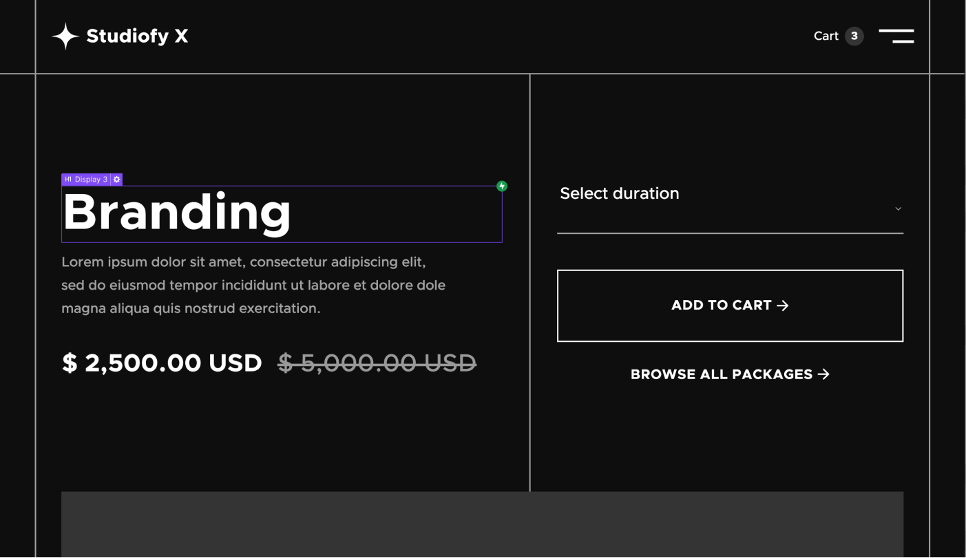 eCommerce Page - Studiofy X Webflow Template