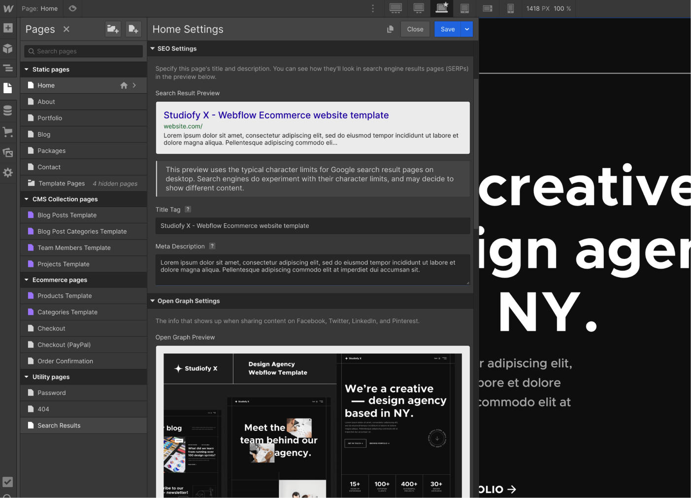 SEO - Studiofy X Webflow Template