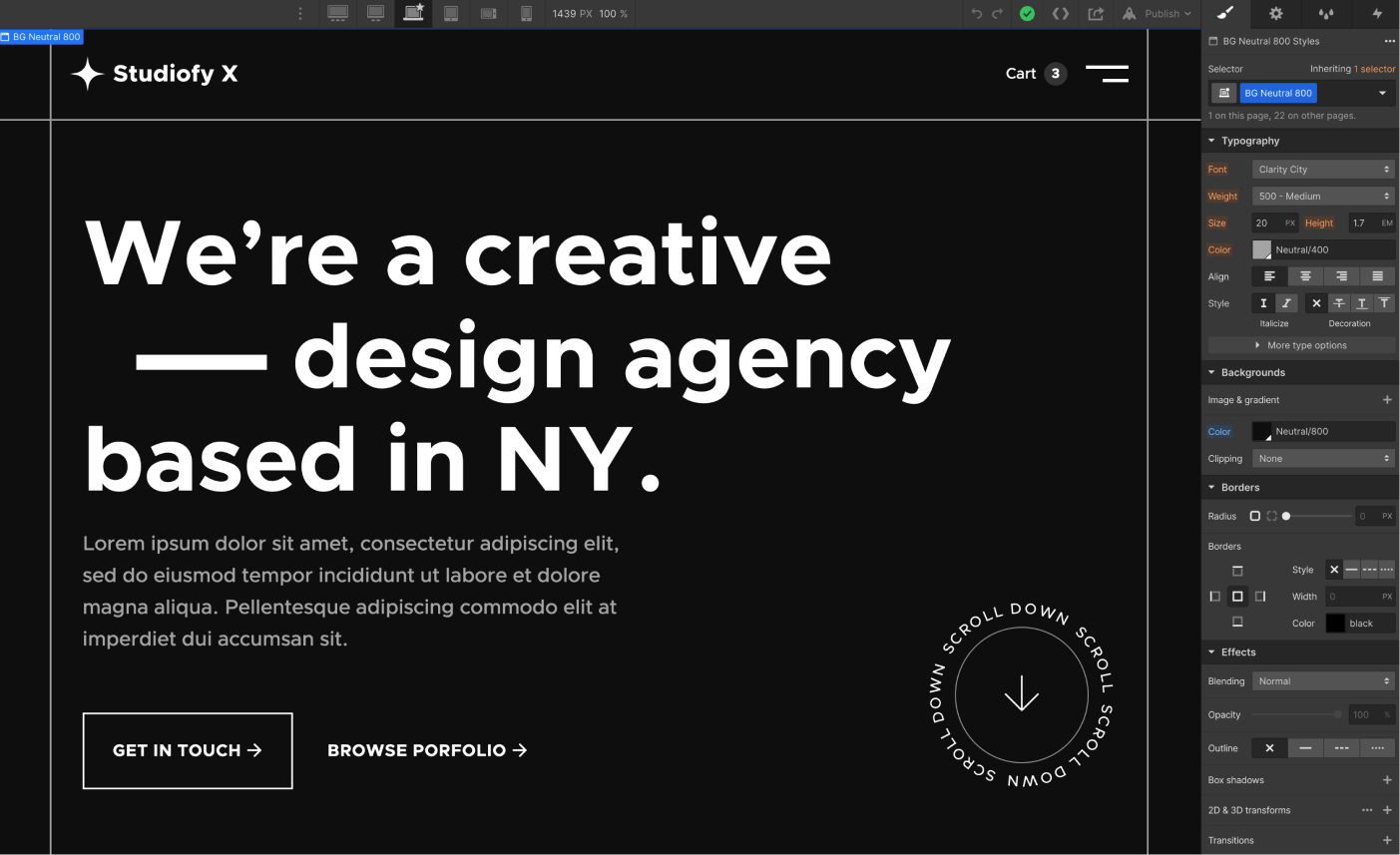 Typography - Studiofy X Webflow Template
