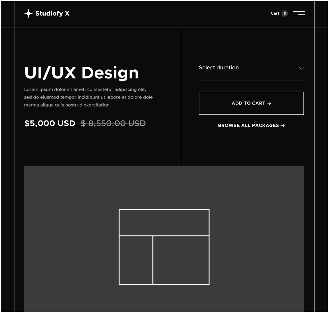 Studiofy X - Packages Single page - Design Studio Webflow Template