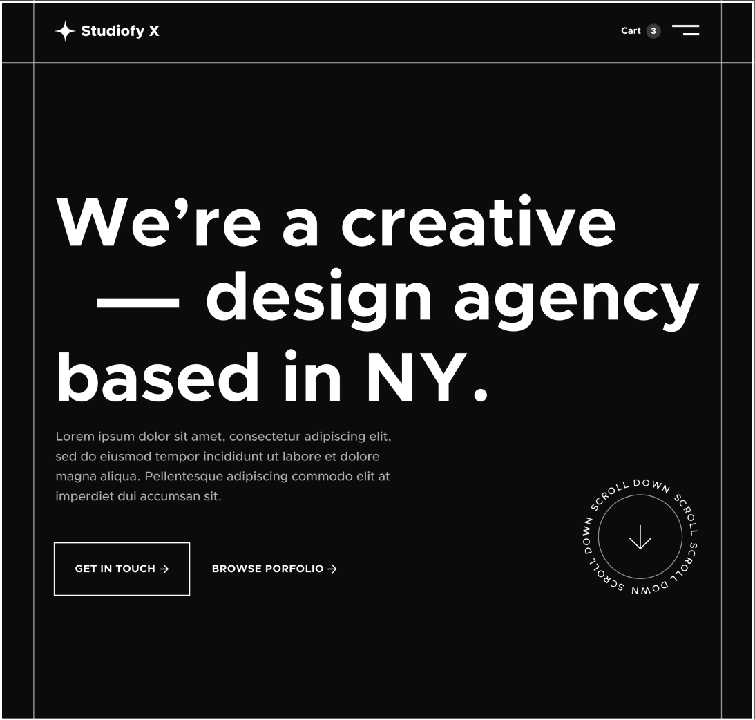 Studiofy X - Home page - Design Studio Webflow Template
