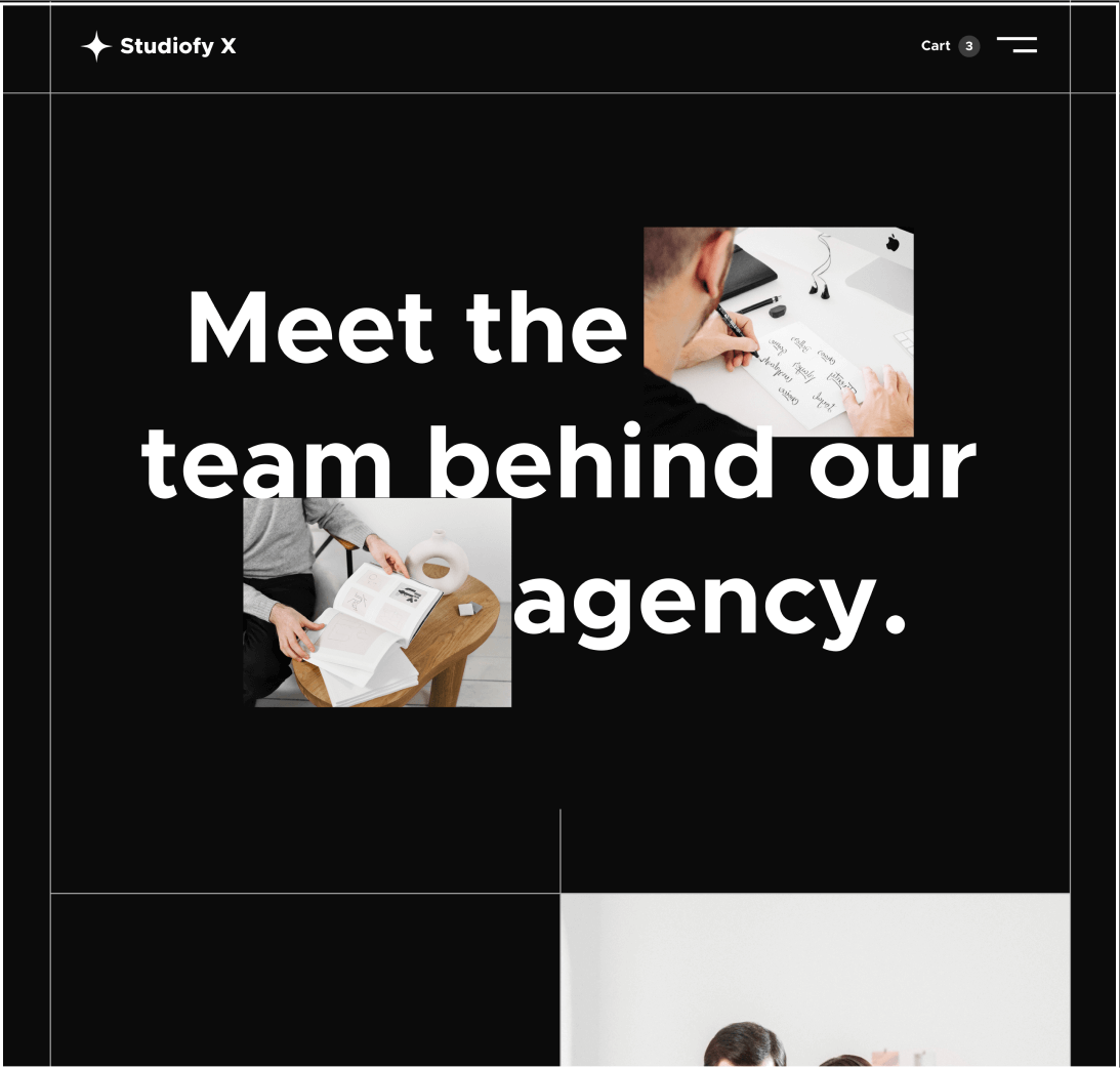 Studiofy X - About page - Design Studio Webflow Template