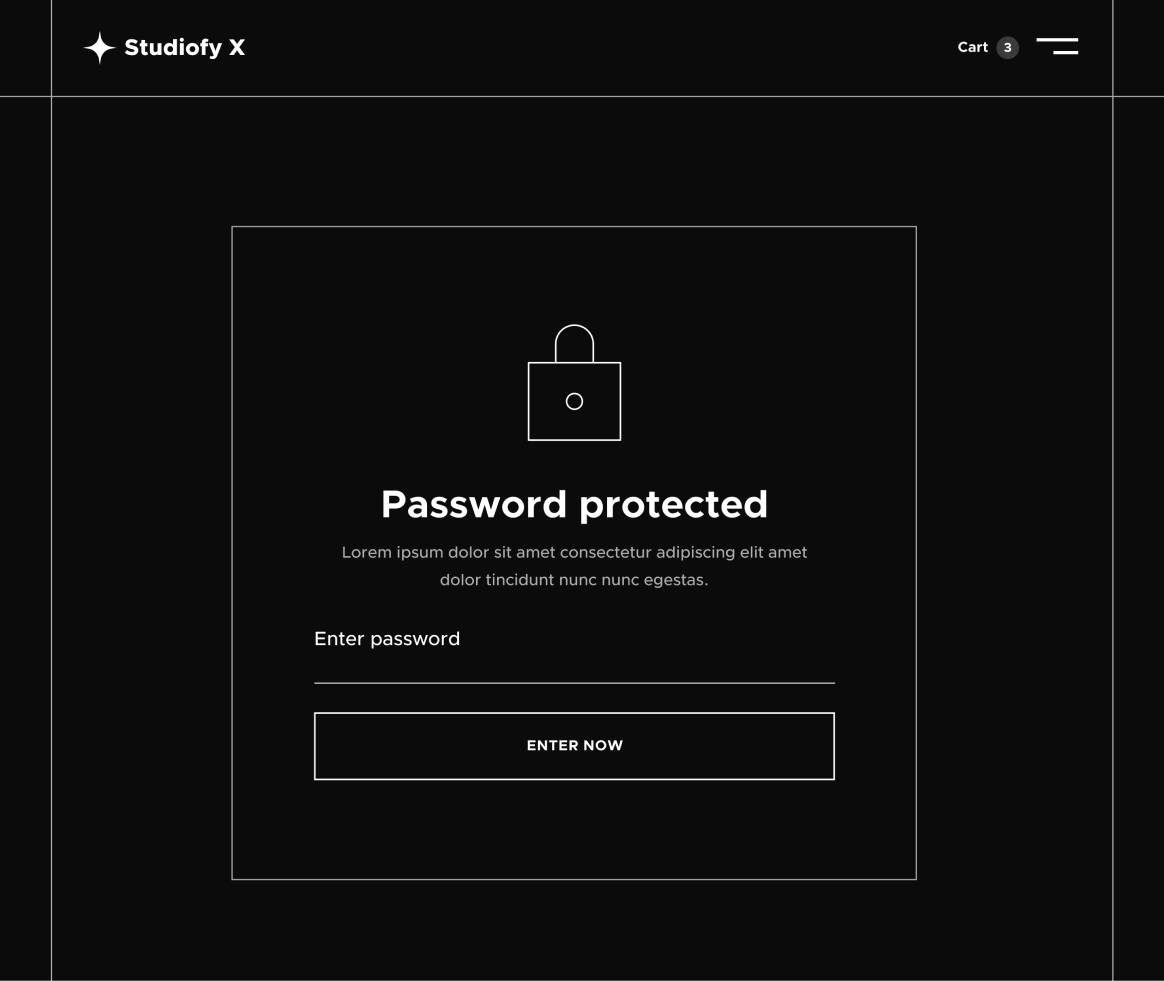 Studiofy X - Password Protected page - Design Studio Webflow Template