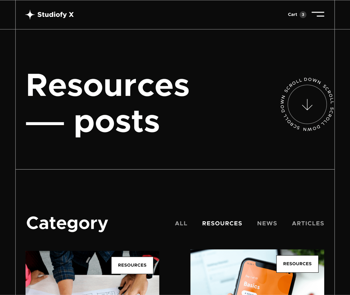 Studiofy X - Blog page - Design Studio Webflow Template