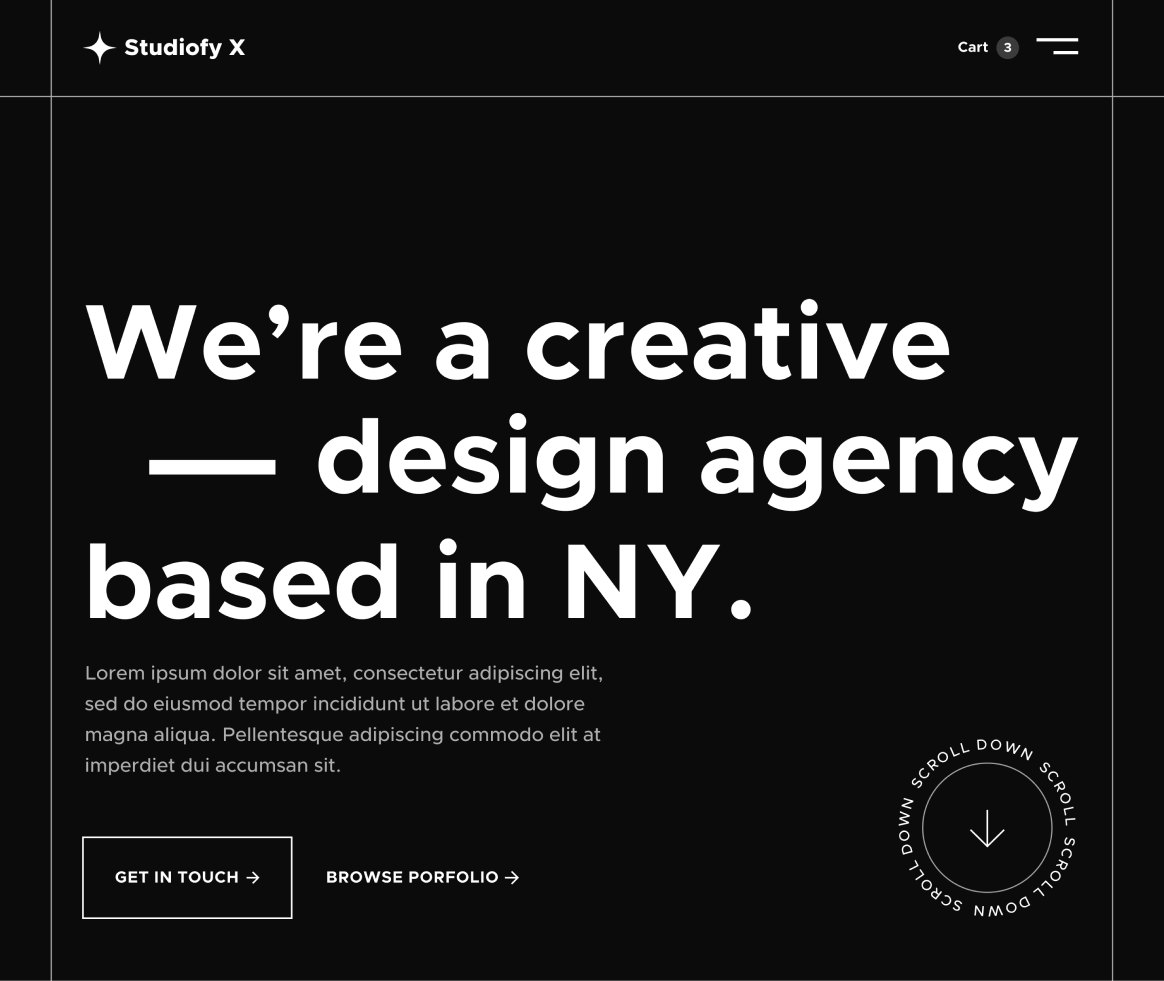 Studiofy X - Home page - Design Studio Webflow Template