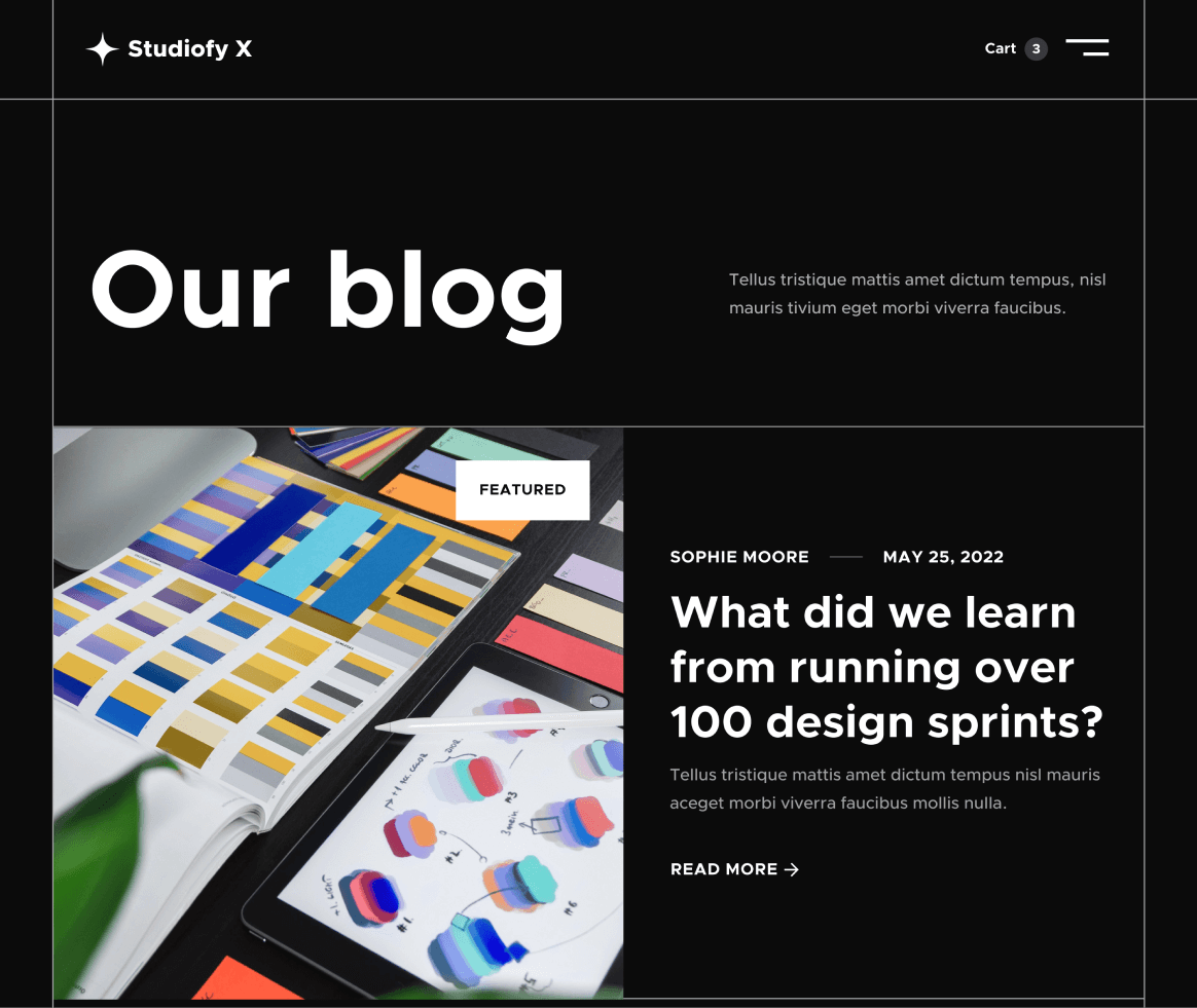 Studiofy X - Blog page - Design Studio Webflow Template